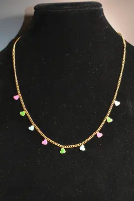 Collier Coeur en émail Or