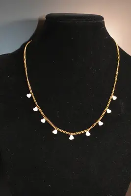 Collier Coeur en émail Or