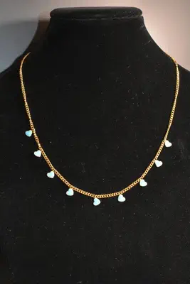 Collier Coeur en émail Or