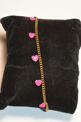 Bracelet Coeur en émail Or