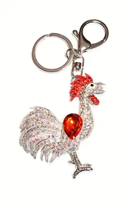 porte-cle coq Argent 5D7222 