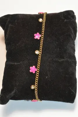 Bracelet fleur en émail Or