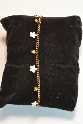 Bracelet fleur en émail Or