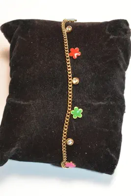 Bracelet fleur en émail Or