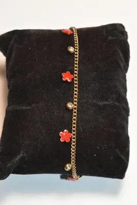 Bracelet fleur en émail Or