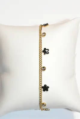 Bracelet fleur en émail Or