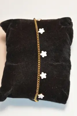 Bracelet fleur en émail Or
