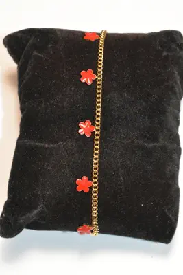 Bracelet fleur en émail Or
