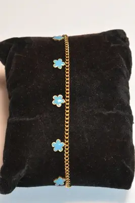 Bracelet fleur en émail Or