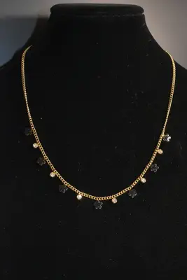 Collier fleur en émail Or