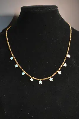 Collier fleur en émail Or