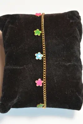 Bracelet fleur en émail Or