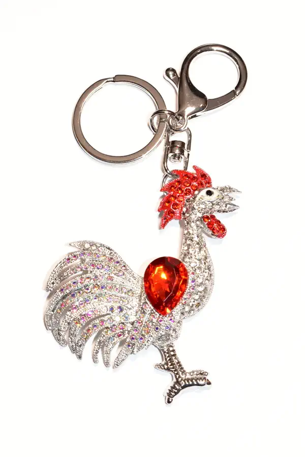 porte-cle coq Argent