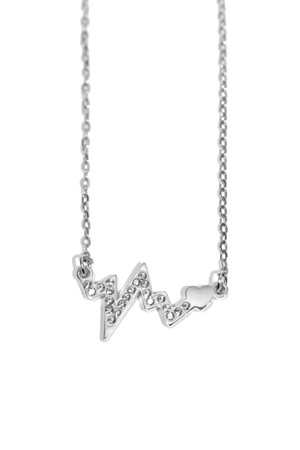 Pendentif ondes d'amour du coeur Argent