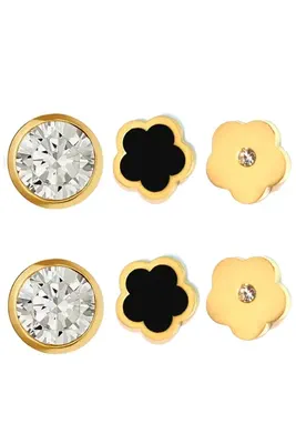 Boucle-d-oreille lot de 6 boucles diamant fleur Or