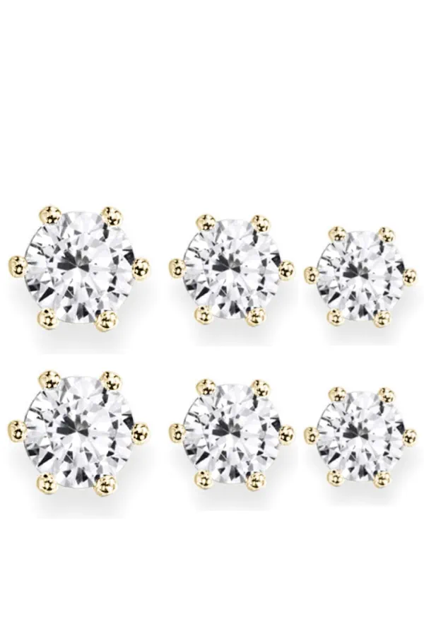 Boucle-d-oreille 3 paires diamant Or