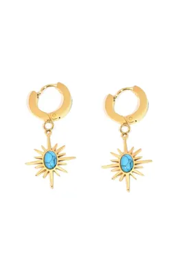 Boucle-d-oreille turquoise soleil Or