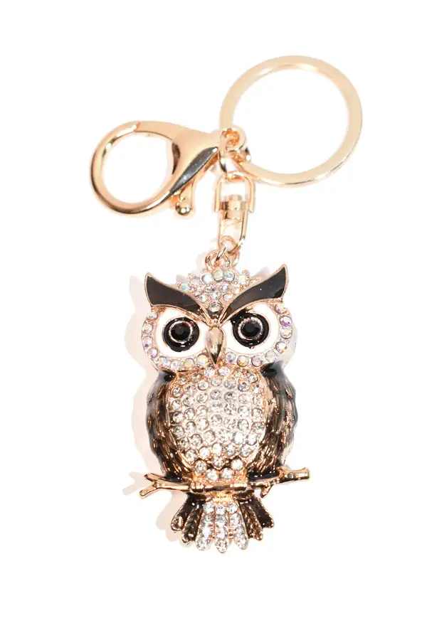 porte-cle hibou chouette Or