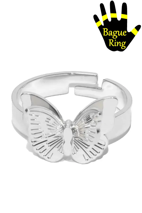 Bague taille réglable papillon Argent