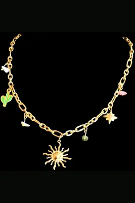 Collier breloque soleil Or