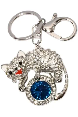 porte-cle chat porte-sac Argent