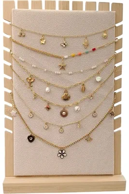 Collier en lot avec présentoir Or