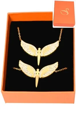 Coffret libellule parure bijoux collection hervé aliex Or