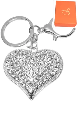 porte-cle coffret coeur porte-sac Argent
