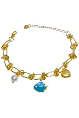 Bracelet breloque poisson Or