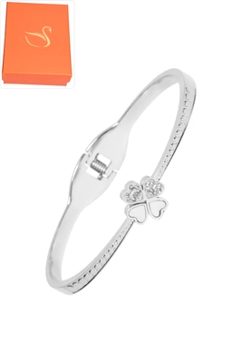 Coffret cadeaux jonc tréfle Argent