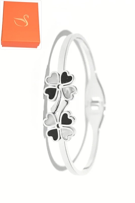 Coffret cadeaux jonc tréfle Argent