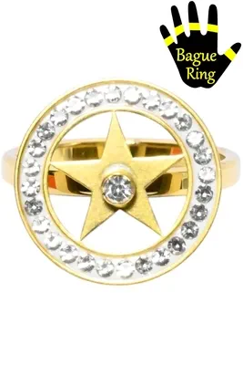 Bague anti-stress tournante 18mm étoile Or