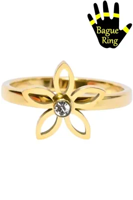 Bague anti-stress tournante 19mm fleur Or