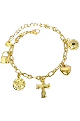 Bracelet breloque croix Or