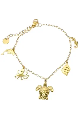 Bracelet breloque tortue Or