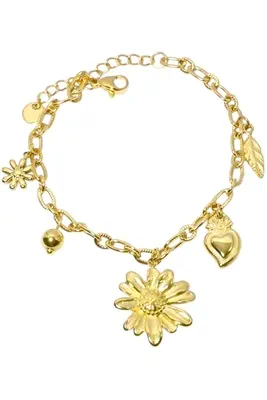 Bracelet breloque fleur Or