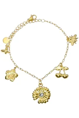 Bracelet breloque fleur Or