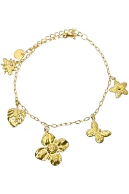 Bracelet breloque fleur Or