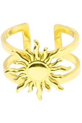 Bague taille réglable breloque soleil Or