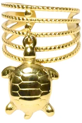 Bague taille réglable breloque tortue Or