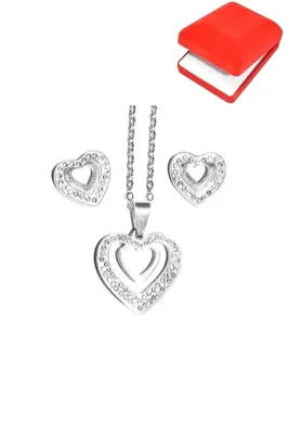 Coffret rouge cadeaux coeur Argent