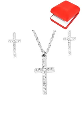 Coffret rouge cadeaux croix Argent