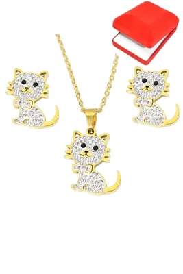 Coffret rouge cadeaux chat Or