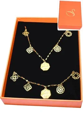 Coffret cadeaux parure bijoux breloque Or