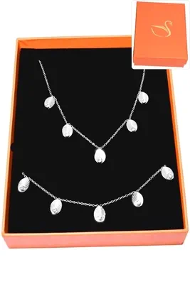 Coffret cadeaux parure bijoux feuille Argent
