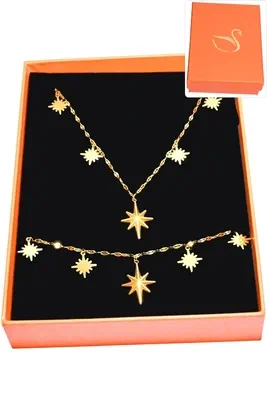 Coffret cadeaux parure bijoux étoile Or