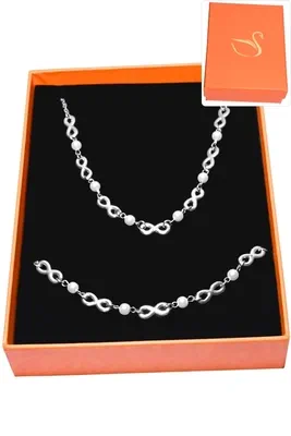 Coffret cadeaux parure bijoux infini perle Argent