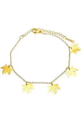 Bracelet breloque feuille Or