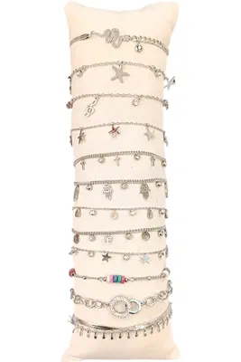 Bracelet en lot avec présentoire Argent