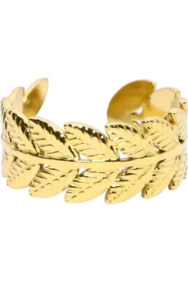 Bague taille réglable feuille Or